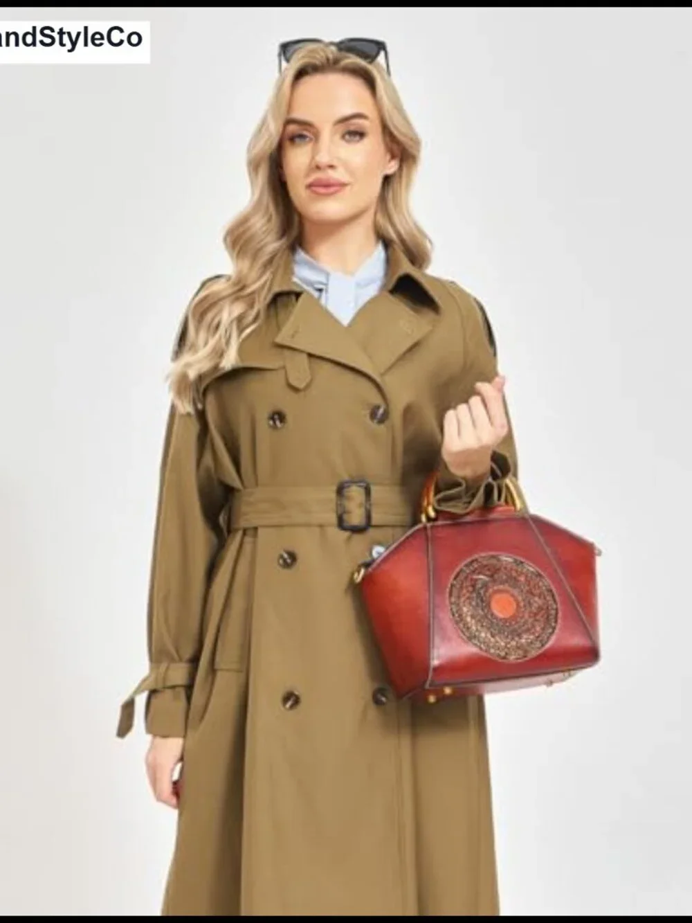 Genuine Leather Embossed Totem Satchel Handbag Crossbody Top Handle